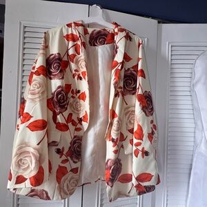 Floral Blazer with Red and Brown Roses